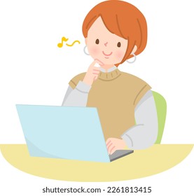 Young woman working on laptop