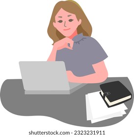 young woman working on a laptop