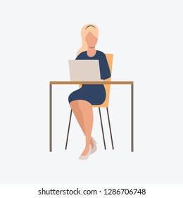 Young woman working on notebook. Computer, sitting, woman, modern life. Can be used for topics like  businessman, working, job