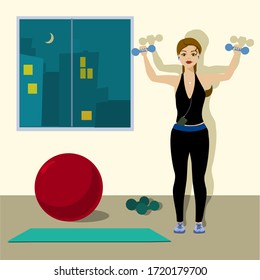 Young woman working out at home 