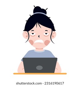Young woman Working overtime with using computer
