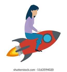 young woman working with rocket