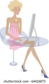 Young woman at working. Vector