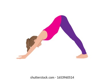 A Young  woman workout yoga, female fitness instructor demonstrates a yoga position,