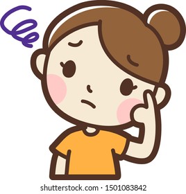 young woman, Worried. vector illustration. Isolated on white background.