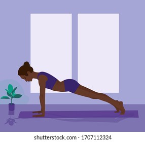 A young woman in Yoga pose on blue background. Relax and meditate. Healthy lifestyle. Balance training. Women silhouette. Collection of yoga poses. Vector illustration.

