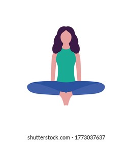 Young woman in yoga pose. Vector illustration in flat style