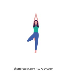 Young woman in yoga pose. Vector illustration in flat style