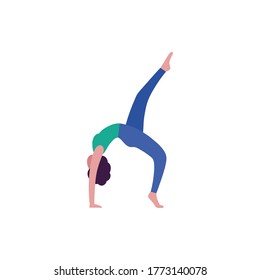 Young woman in yoga pose. Vector illustration in flat style