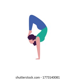 Young woman in yoga pose. Vector illustration in flat style