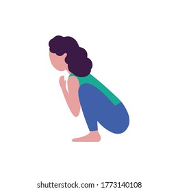 Young woman in yoga pose. Vector illustration in flat style