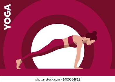 Young Woman Yoga Practicing Illustration. Yoga Silhouette Vector Flat 