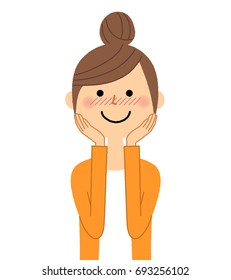 Young woman,mama,Be shy