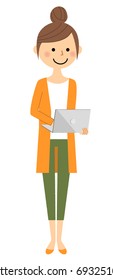 Young woman,mama,Laptop computer