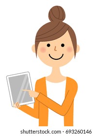Young woman,mama,Tablet