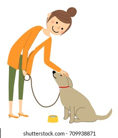 Young woman,mama,Walk with a dog