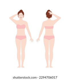 Young woman's full body vector illustration ( eyes closing)