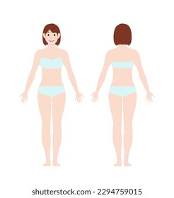 Ilustración vectorial de cuerpo completo de la joven 