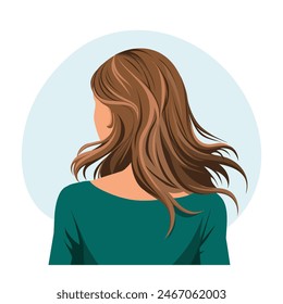 Young woman's hairstyle, back view. Women's haircut. Illustration, poster, clipart