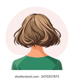 Peinado de mujer joven, vista trasera. Corte de pelo de mujer. Belleza y moda. Ilustración, póster, Clipart