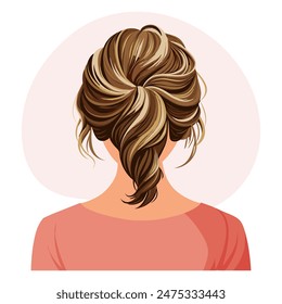 Young woman's hairstyle, back view. Women's haircut. Beauty and fashion. Illustration, poster, clipart