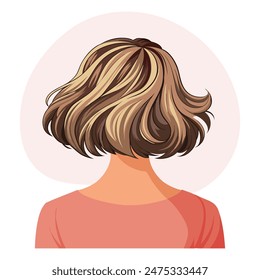 Young woman's hairstyle, back view. Women's haircut. Beauty and fashion. Illustration, poster, clipart