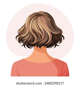 Young woman's hairstyle, back view. Women's haircut. Beauty and fashion. Illustration poster clipart