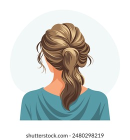 Young woman's hairstyle, back view. Women's haircut. Beauty and fashion. Illustration poster clipart