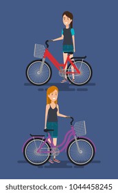 young women with bicycle