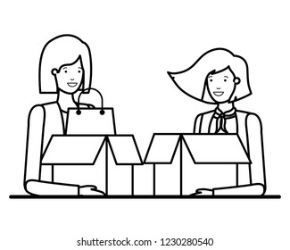 young women with cardboard box avatar character