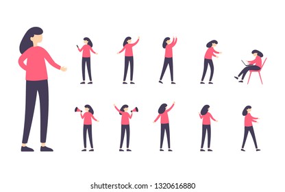 young women character pose set