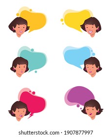 Young women character with speech bubble on the side