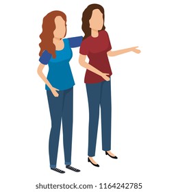 young women couple friendly