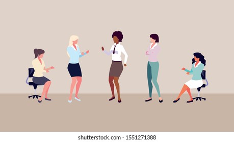 young women with different poses vector illustration design