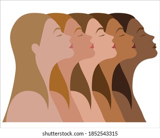 Young women with different skin types.
