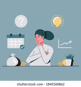 young women doing thinking pose
