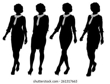 Young women in dress whit phone on white background