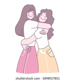 Young women embracing each other in love