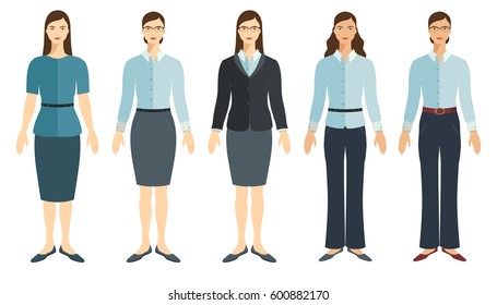 Young women in flat style. Vector collection.