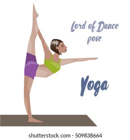  Young women instructor doing stretching exercises. Isolated vector yoga illustration. Girl yogun performs yoga pose