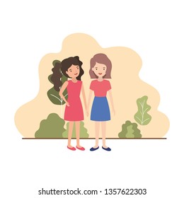 young women with landscape avatar character