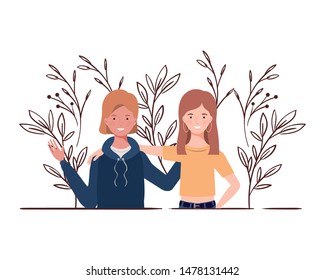 young women with landscape background