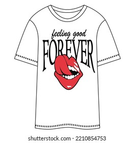 young women lips slogans for t-shirt