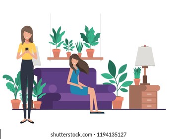 young women in living room avatar character