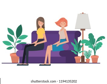 young women in living room avatar character