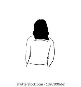 Young women looking on the wall vector illustration