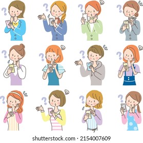 Young Women Looking At Smartphone Stock Illustration