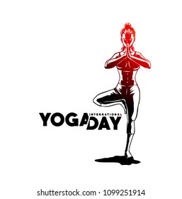 Young women Meditates, vector poster illustration