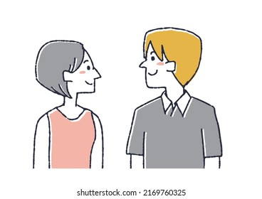  Young women and men next to each other