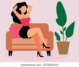 young women Model. Flat Vector Illustration
